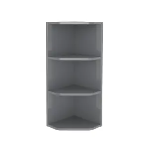 GoodHome Imandra Gloss Grey Wall-mounted Bathroom Corner shelf (D)36cm (H)90cm (L)34cm