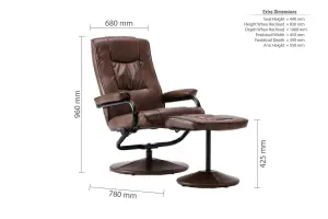 Swivel Recliner Chair Brown Birlea Memphis Tan Faux Leather Reclining Foot Stool