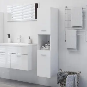 Berkfield Bathroom Cabinet High Gloss White 30x30x130 cm Engineered Wood