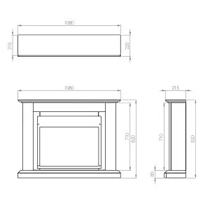 Suncrest Horley White MDF & stainless steel Freestanding Electric fire suite