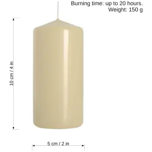 Pillar Candles, Pack of 8, Unscented, Long Burning Time, 10 x 5 cm / 4 x 2 in (Ivory, Matt)