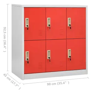 Berkfield Locker Cabinet Light Grey and Red 90x45x92.5 cm Steel