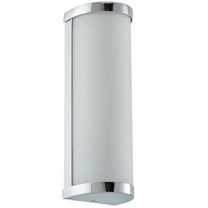 IP44 Bathroom Wall Light Chrome & Frosted Glass Modern Round Twin Curved Lamp