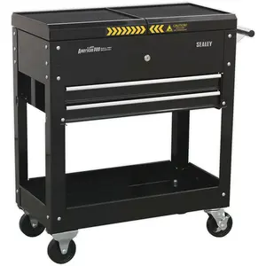 Heavy-Duty Mobile Tool and Parts Trolley - Steel Construction - 770mm x 370mm x 830mm - Black