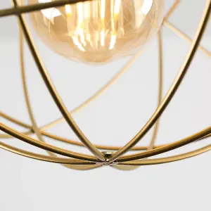 ValueLights Rutherford Retro Style Gold Metal Basket Cage Ceiling Pendant Light Shade