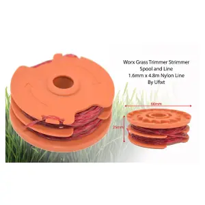 Works Grass Strimmer Trimmer Spool and Dual Line 1.6mm x 4.8m by Ufixt