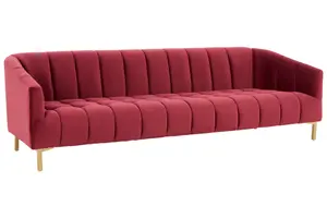 Interiors by Premier Bella 3 Seat Wine Velvet Sofa