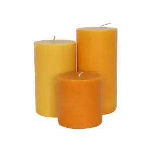 Pillar Candle Set of 3 Orange Candles by Laeto Ageless Aromatherapy - FREE DELIVERY INCLUDED