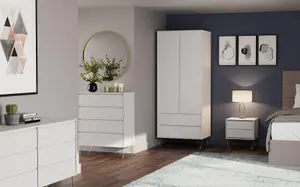 2 Door 2 Drawer Wardrobe White