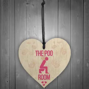 Red Ocean The Poo Room Bathroom Toilet Friendship Home Gift Hanging Plaque Funny Door Sign