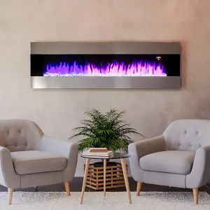 Electric Fire Fireplace Wall Mounted Heater 6 Flame Colors with Remote Control 60 Inch