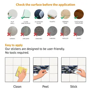 Walplus Lux Touch Grey And Blue Marble Long Mosaic Wall 2D Tile Stickers Multipack 60Pcs