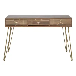 Interiors By Premier Timeless Design Desk, Ample Storage Metallic Furniture, Compact And Versatile Three Drawer Work Desk