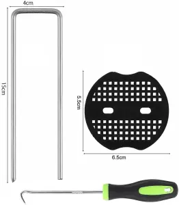 200 Weed Control Membrane Pegs + 50 Buffer Washer with 1 Pick Hook