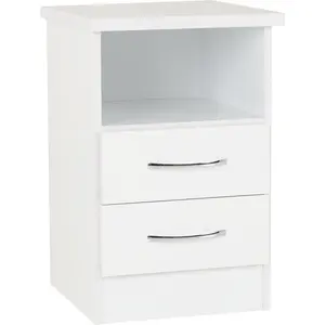 Cascio 2 Drawer Bedside Table White Gloss