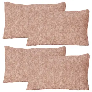 Teddy Fleece 4 x Pillowcase Marl Supersoft Warm Plush Pillow Cover, Pink