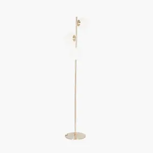 White Orb and Gold Metal Floor Lamp