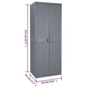 Berkfield Garden Storage Cabinet Grey 65x45x172 cm PP Rattan