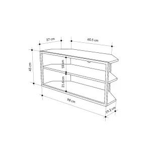 Decortie Modern Echo Corner TV Unit Versatile Design with Metal Frame and Shelf Media Centre 98cm Mocha Grey