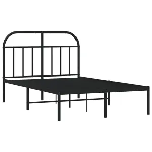 Berkfield Metal Bed Frame with Headboard Black 120x200 cm