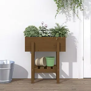 Berkfield Garden Planter Honey Brown 62x30x69 cm Solid Wood Pine