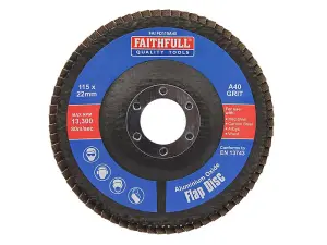 Faithfull  Aluminium Oxide Flap Disc 115 x 22mm 40 Grit FAIFD115A40