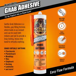 Gorilla Waterproof White Grab adhesive 290ml 0.56kg