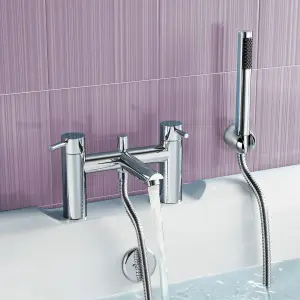 Nes Home Deck Mounted Bath Shower Mixer Tap With Handset Chrome