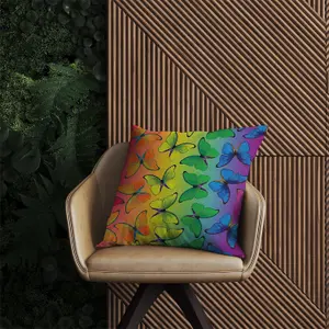 Multicoloured Butterfly Pattern Outdoor Cushion 60cm x 60cm