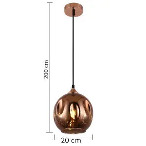 HARPER LIVING Pendant Ceiling Light, Rose Gold Finish, Dome Shade, Adjustable Height