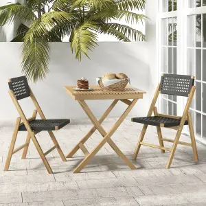 Costway Set of 2 Patio Folding Chairs Portable Garden Dining Chairs w/ Woven Rope Seat