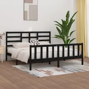 Berkfield Bed Frame Black Solid Wood Pine 200x200 cm