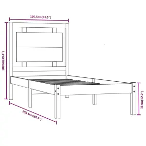 Berkfield Bed Frame Black Solid Wood 100x200 cm