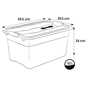 Keeeper Set of 3 Storage Crystal-Box 52 Litre with Lid - Transparent