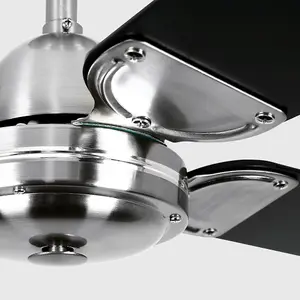 ValueLights 42" Metal Brushed Chrome Propeller Ceiling Fan With 4 Black Blades And Remote Control