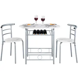 2 - Person Dining Set White/Silver / 76" H x 49" W x 42" D