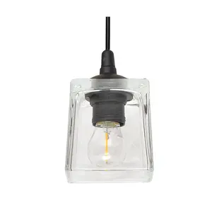 Luminosa Santos Straight Bar Pendant Ceiling Light Black, Transparent, Amber, Smokey 60cm