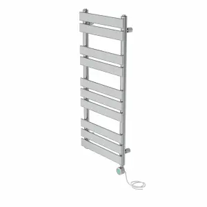 Rinse Bathrooms 1000x450mm Chrome Flat Panel Electric Heated Towel Rail Thermostatic Timer Bathroom Towel Radiator 600W