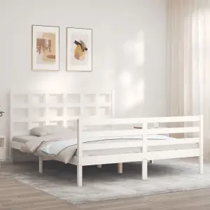 Berkfield Bed Frame with Headboard White 160x200 cm Solid Wood