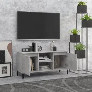 Berkfield TV Cabinet with Metal Legs Concrete Grey 103.5x35x50 cm