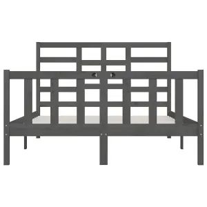 Berkfield Bed Frame Grey Solid Wood 150x200 cm 5FT King Size