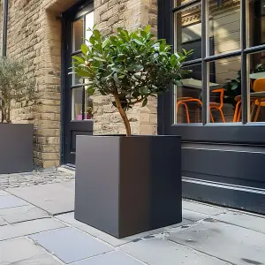 40cm Zinc Galvanised Matte Grey Square Planter