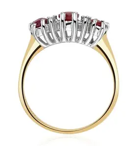 Ruby 0.85Ct And Diamond 9K Gold Ring