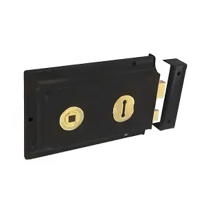 Charles Watson 150mm Double Handed Rim Lock Black Gate Shed Secure Door Lock