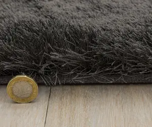 Grey Soft Shaggy Plain Handmade Modern Sparkle Dining Room Bedroom & Living Room Rug-160cm X 230cm