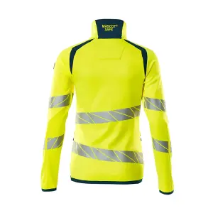 Mascot Accelerate Safe Ladies Microfleece Jacket with Zipper (Hi-Vis Yellow/Dark Petroleum)  (Medium)