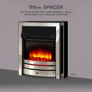 Roxby Electric Fire - Chrome with 110mm Spacer Kit