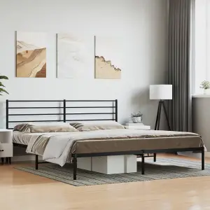 Berkfield Metal Bed Frame with Headboard Black 200x200 cm