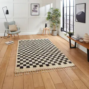 Multi Kilim Modern Easy to Clean Chequered Handmade DiningRoom Bedroom And Living Room Rug-150cm X 230cm