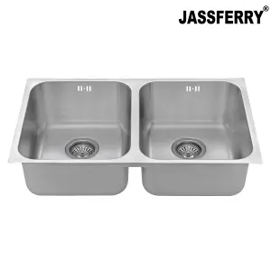 JASSFERRY Undermount Square Stainless Steel Kitchen Sink 2 Double Bowl